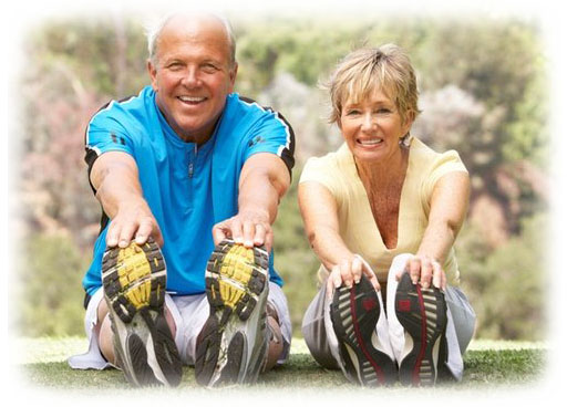 Senior Couple Exercising In Park